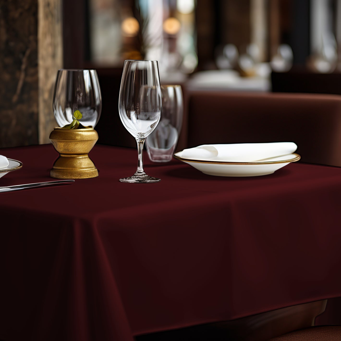 Pegasus Textiles ORCHID 100% Polyester Burgundy Table Cloths