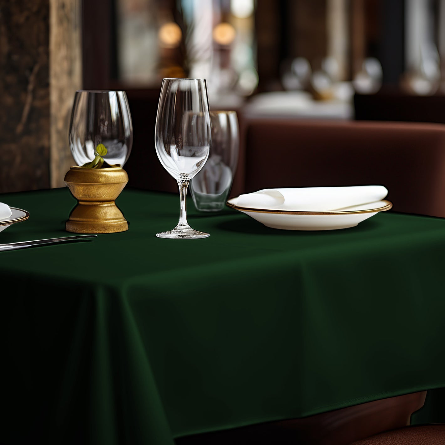 Pegasus Textiles ORCHID 100% Polyester Dark Green Tablecloths