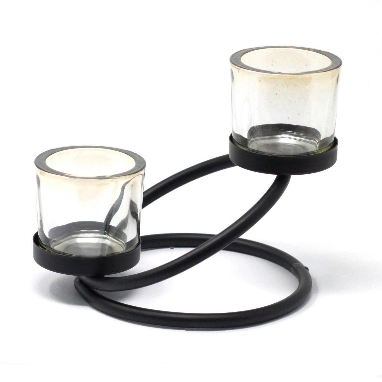 Iron and glass clearance candle holder