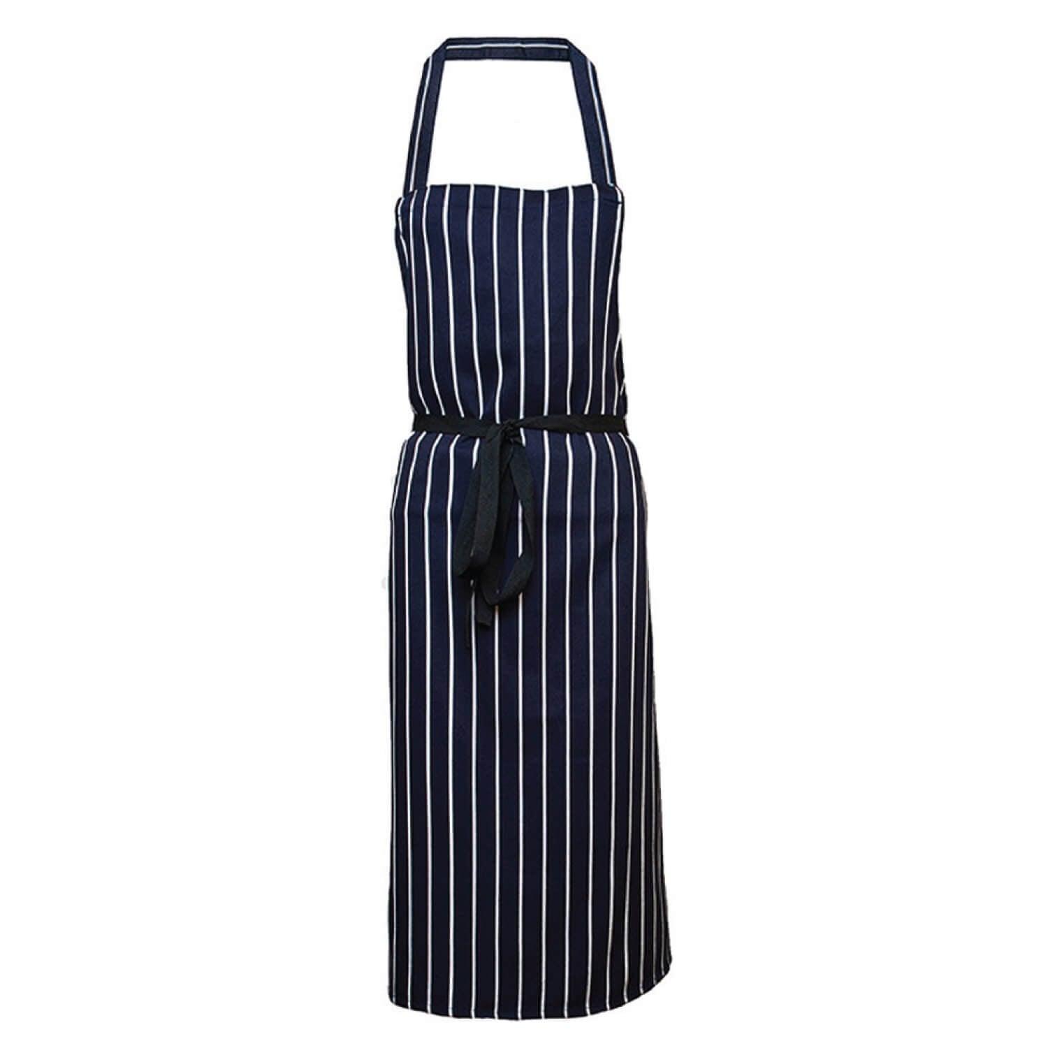 Pegasus 100% Polyester Navy and White Stripe Bib Butchers Aprons