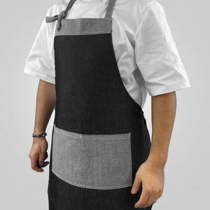 Pegasus Aprons Black Bib Denim Aprons with Eyelet