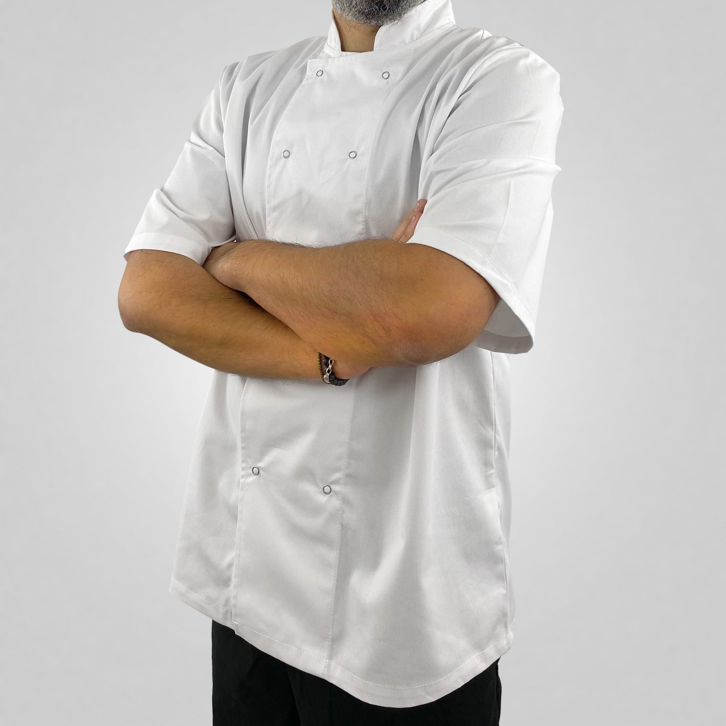 Pegasus Chefwear White Short Sleeve Chef Jacket with Press Studs