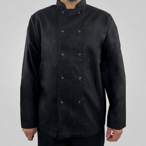 Pegasus Chefwear Black Long Sleeve Chef Jacket with Press Studs