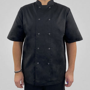 Pegasus Chefwear Black Short Sleeve Chef Jacket with Press Studs