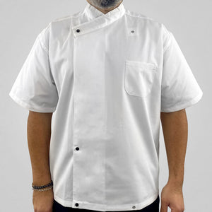 Pegasus Chefwear White Coolmax Pullover Short Sleeve Chef Jackets with Half Mesh Back