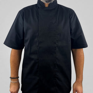 Pegasus Chefwear Black Coolmax Short Sleeve Chef Jackets with Concealed Studs