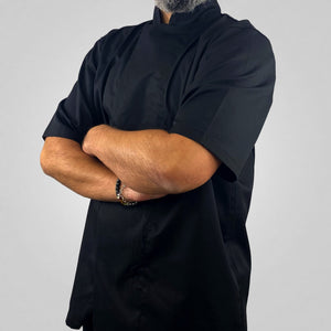 Pegasus Chefwear Black Coolmax Short Sleeve Chef Jackets with Concealed Studs