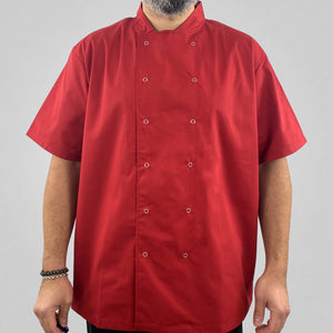 Pegasus Chefwear Red Short Sleeve Chef Jacket with Press Studs