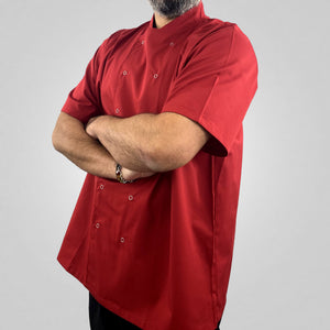 Pegasus Chefwear Red Short Sleeve Chef Jacket with Press Studs