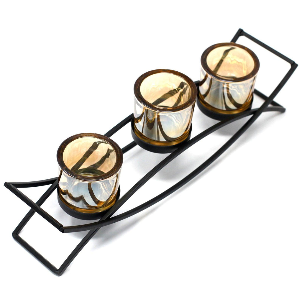Centrepiece Iron Votive Candle Holder - 3 Cup Silluethe - Pegasus Group UK