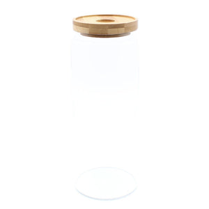 Cottage Bamboo Glass Jar - 20cm - Capacity of 1200ml - Pegasus Group UK