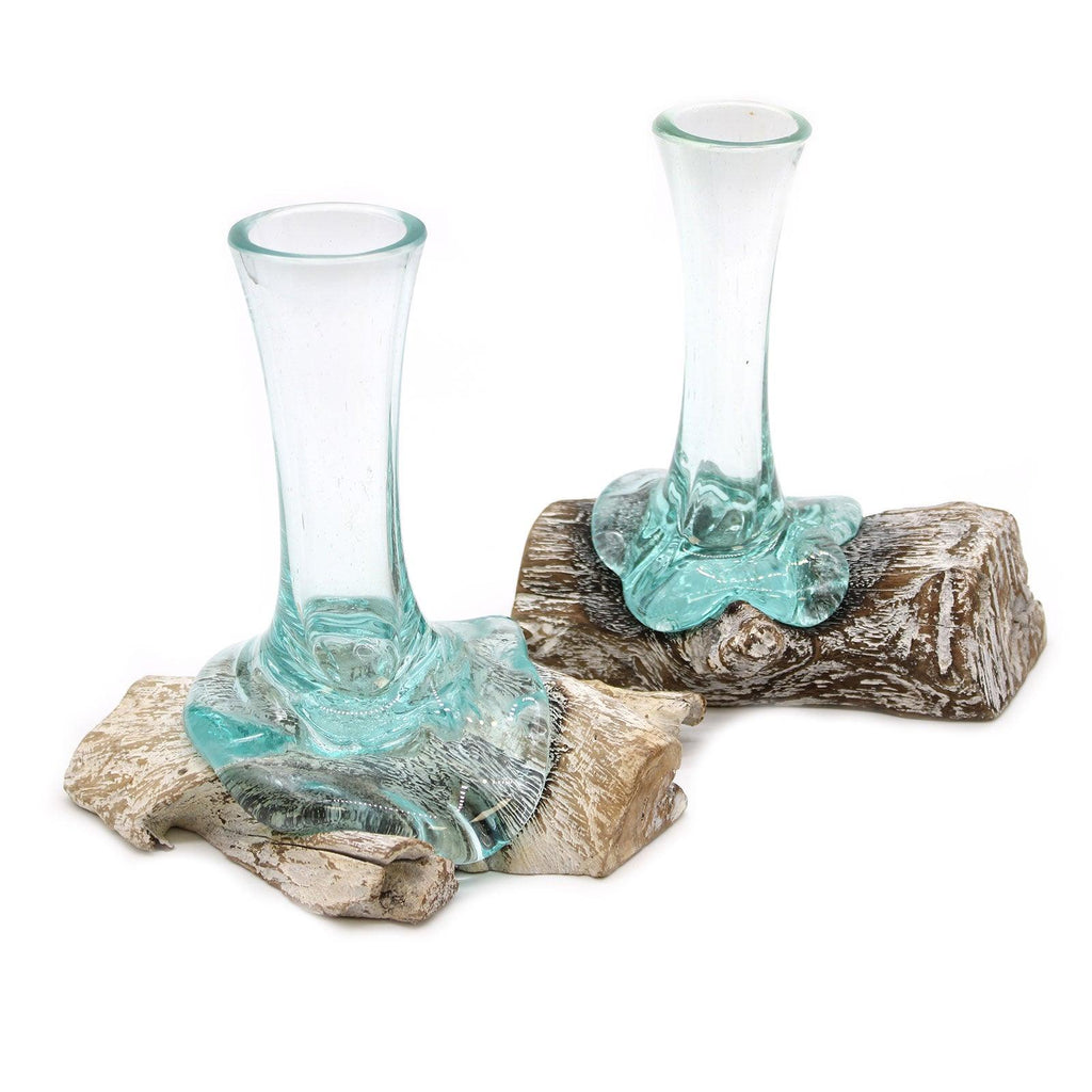 Molten Glass on Whitewash Wood - Small Vase - Pegasus Group UK