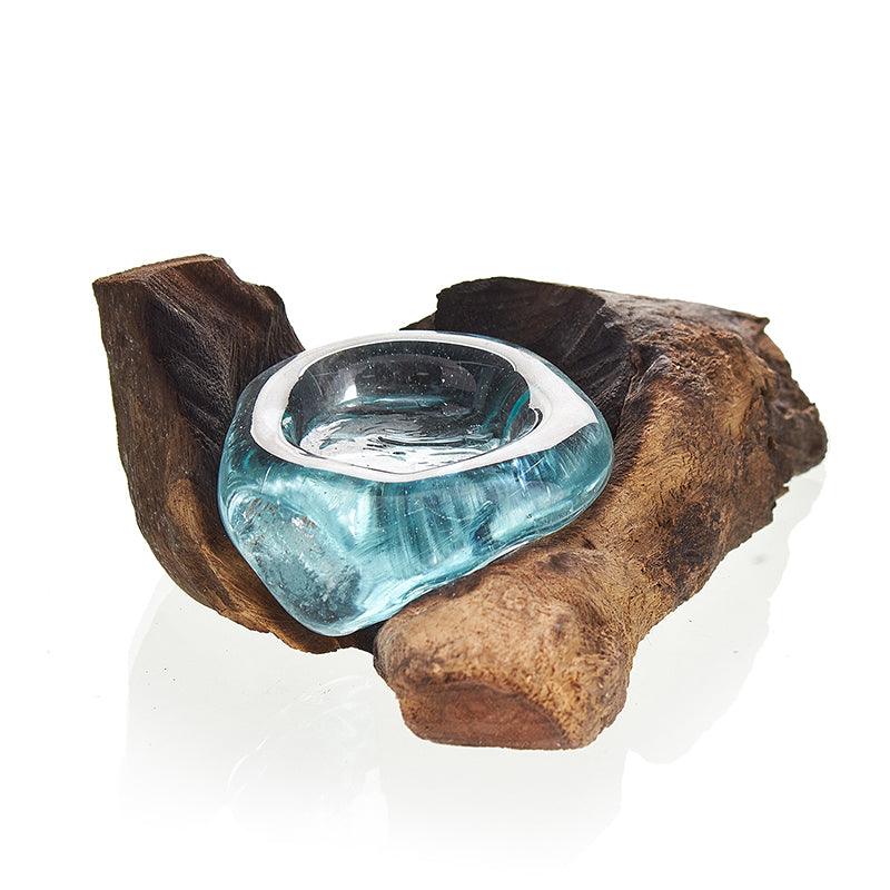 Molten Glass on Wood - Candle Holder - Pegasus Group UK