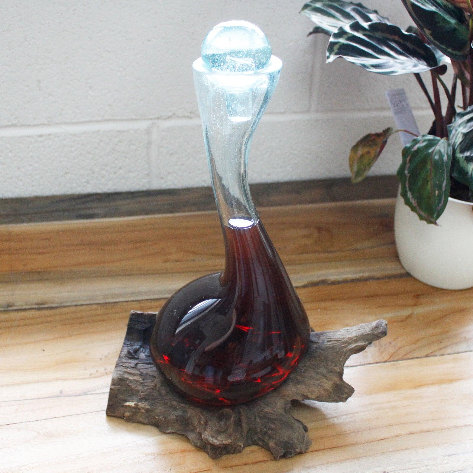 Molten Glass on Wood - Wine Decanter - Pegasus Group UK