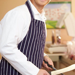 Pegasus 100% Cotton Navy and White Stripe Bib Butchers Aprons