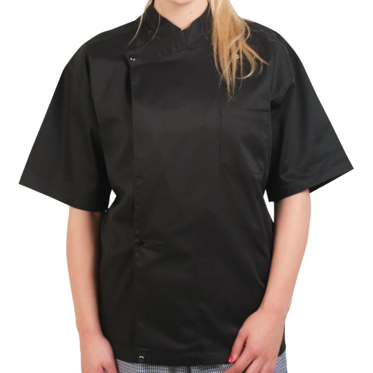 Pegasus Front of Coolmax Short sleeve Black pullover chef jackets with half Mesh Back