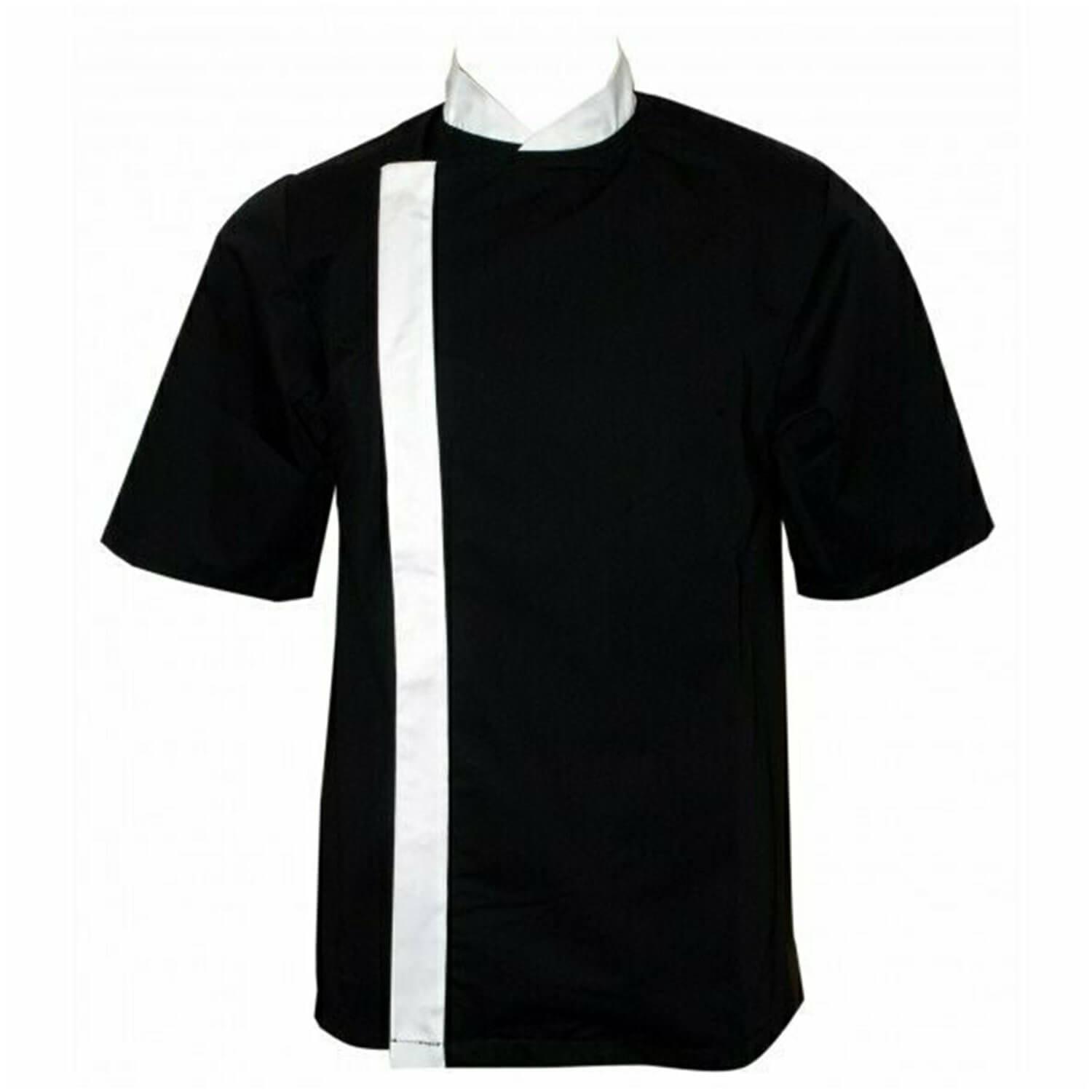 Pegasus Black Short Sleeve Chef Jackets with White Stripe