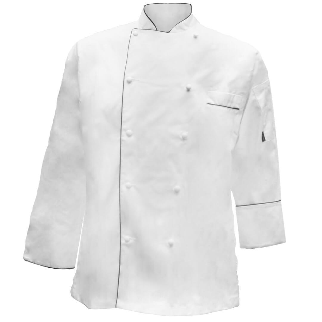 Pegasus Chefwear Executive Chef Jacket with Black Piping Isolated
