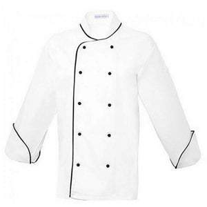 Pegasus Executive White Long Sleeve Chef Jackets with Black Piping