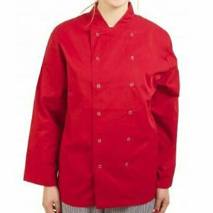 Pegasus Red Long Sleeve Chef Jackets with Press Studs