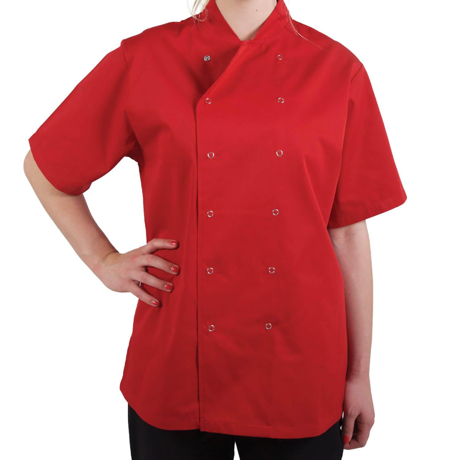 Pegasus Red Short Sleeve Chef Jackets with Press Studs