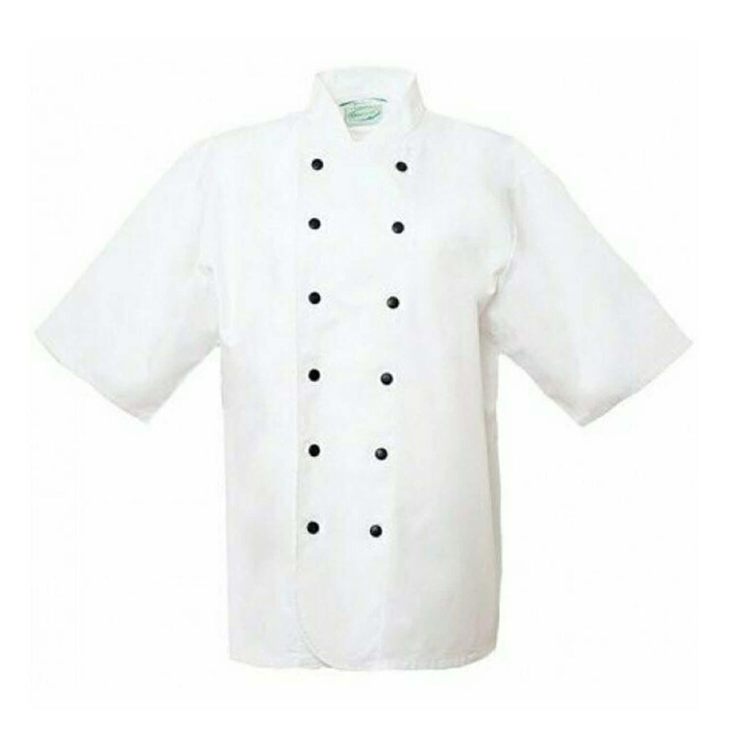 Pegasus White EKO Short Sleeved Chef Jackets with Black Poppers