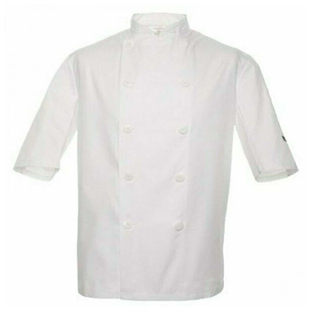 Pegasus White Short Sleeve Chef Jackets with White Sewn-on Buttons
