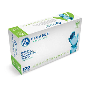 Pegasus Healthcare Blue Vinyl Examination Gloves - Medium