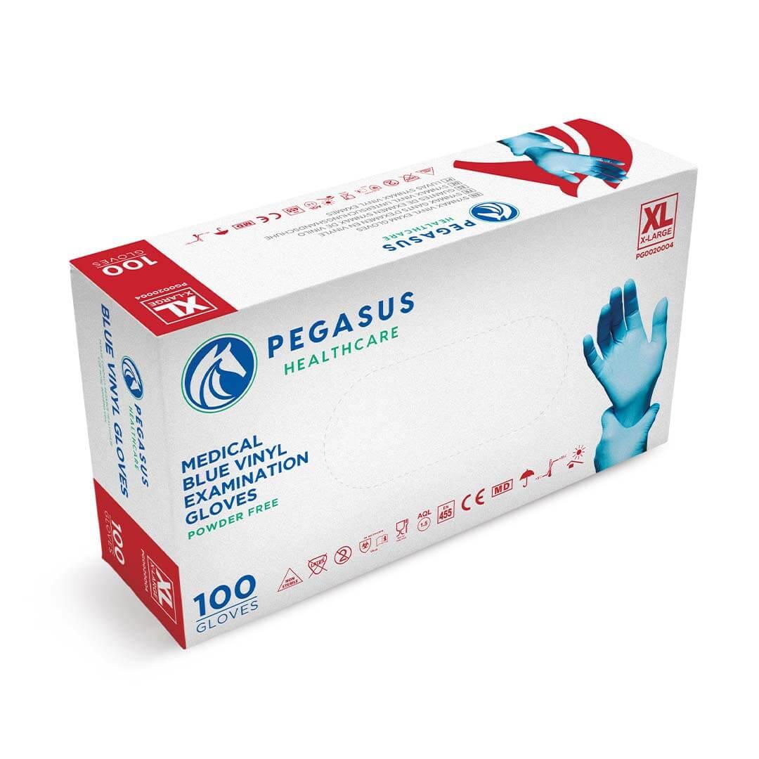 Pegasus Healthcare Blue Vinyl Examination Gloves - XLarge
