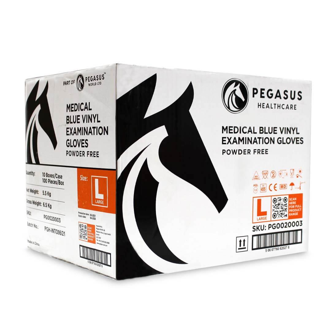 Pegasus Healthcare Blue Vinyl Examination Gloves Case - Large