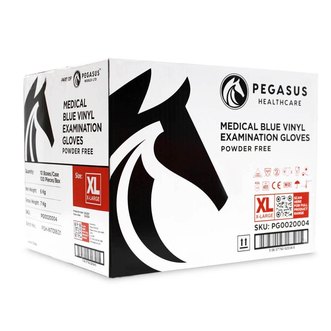 Pegasus Healthcare Blue Vinyl Examination Gloves Case - Xlarge