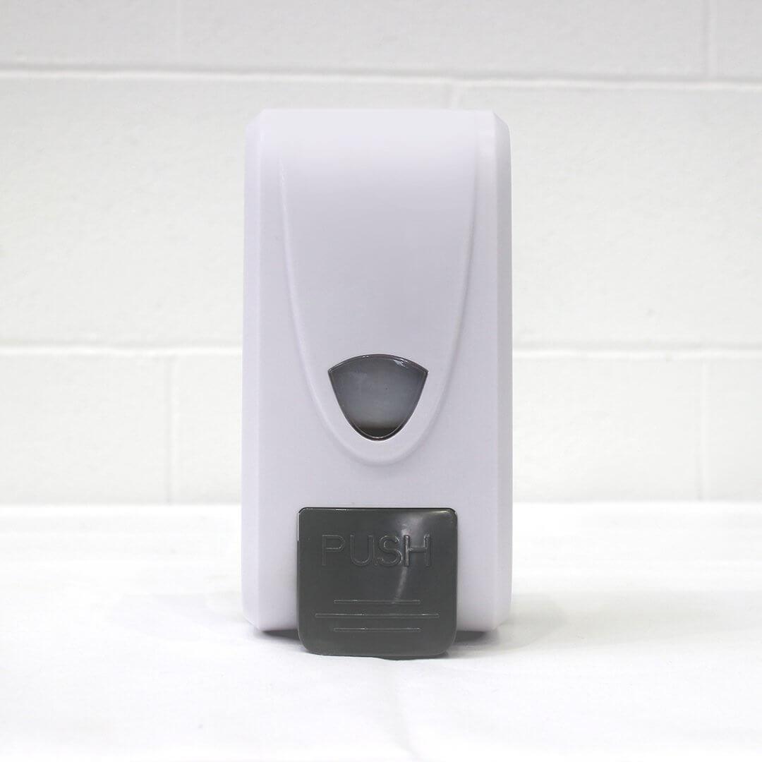 Pegasus Healthcare White Manual Soap or Sanitising Dispenser with grey button