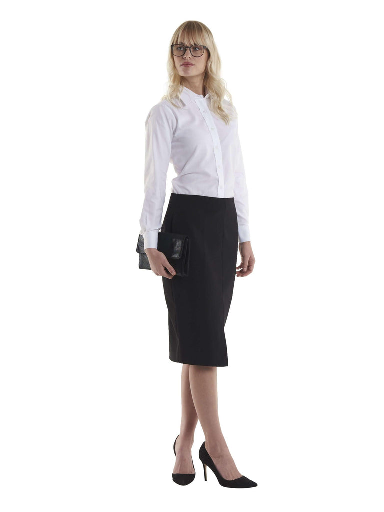 Pegasus Uniform Ladies Pinpoint Oxford Long Sleeve Shirt - Model