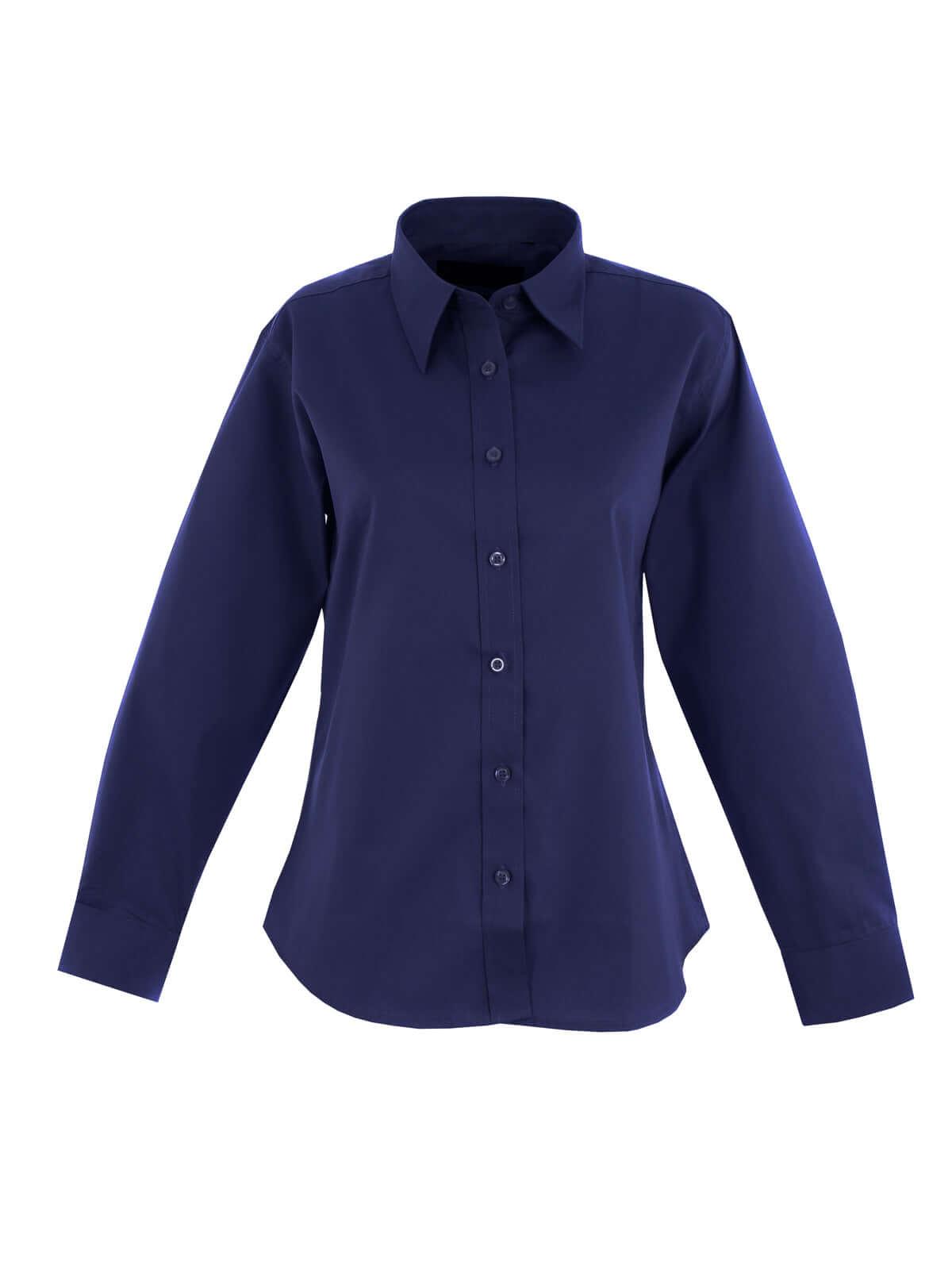 Pegasus Uniform Ladies Pinpoint Oxford Long Sleeve Shirt - Navy Blue