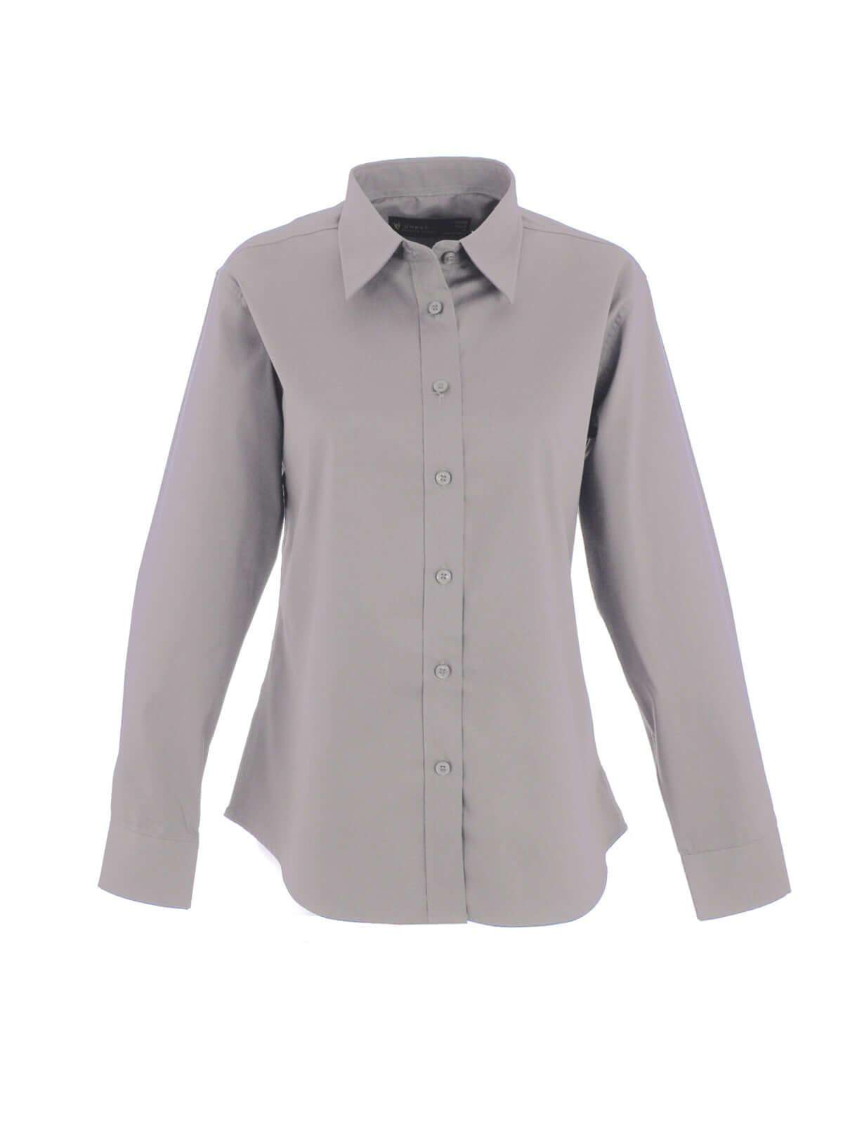 Pegasus Uniform Ladies Pinpoint Oxford Long Sleeve Shirt - Grey