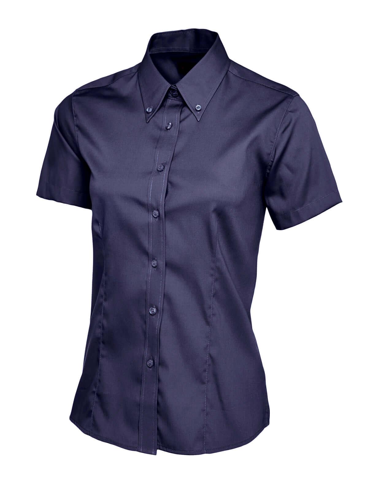 Pegasus Uniform Ladies Pinpoint Oxford Short Sleeve Shirt - Navy Blue