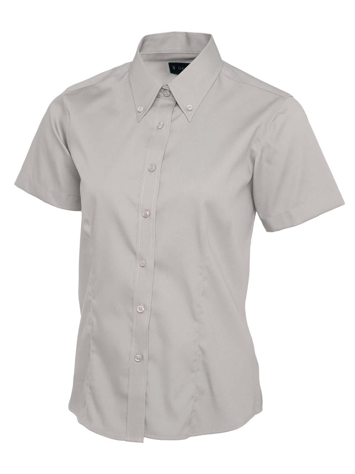 Pegasus Uniform Ladies Pinpoint Oxford Short Sleeve Shirt - Grey