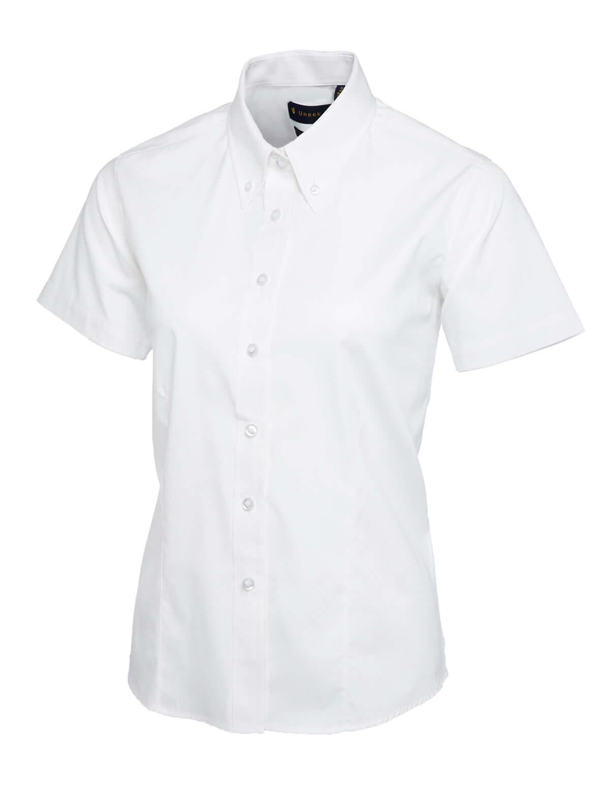 Pegasus Uniform Ladies Pinpoint Oxford Short Sleeve Shirt - White