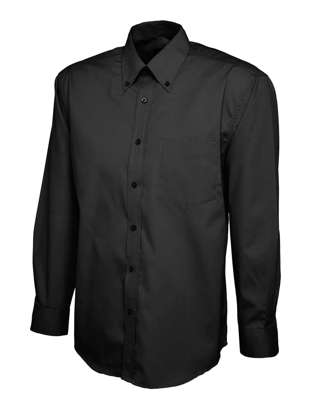 Pegasus Uniform Mens Pinpoint Oxford Long Sleeve Shirt - Black