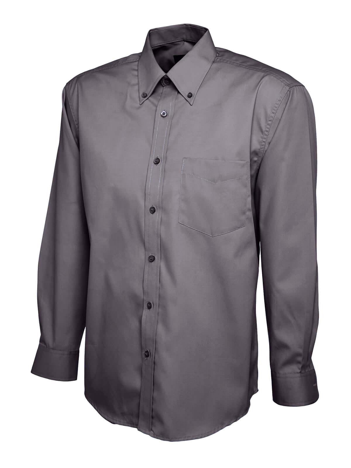 Pegasus Uniform Mens Pinpoint Oxford Long Sleeve Shirt - Charcoal