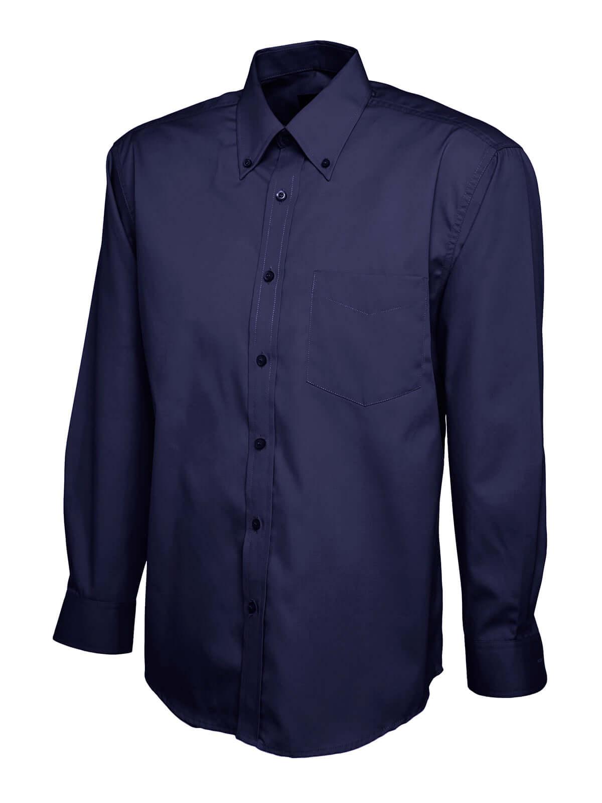 Pegasus Uniform Mens Pinpoint Oxford Long Sleeve Shirt - Navy Blue