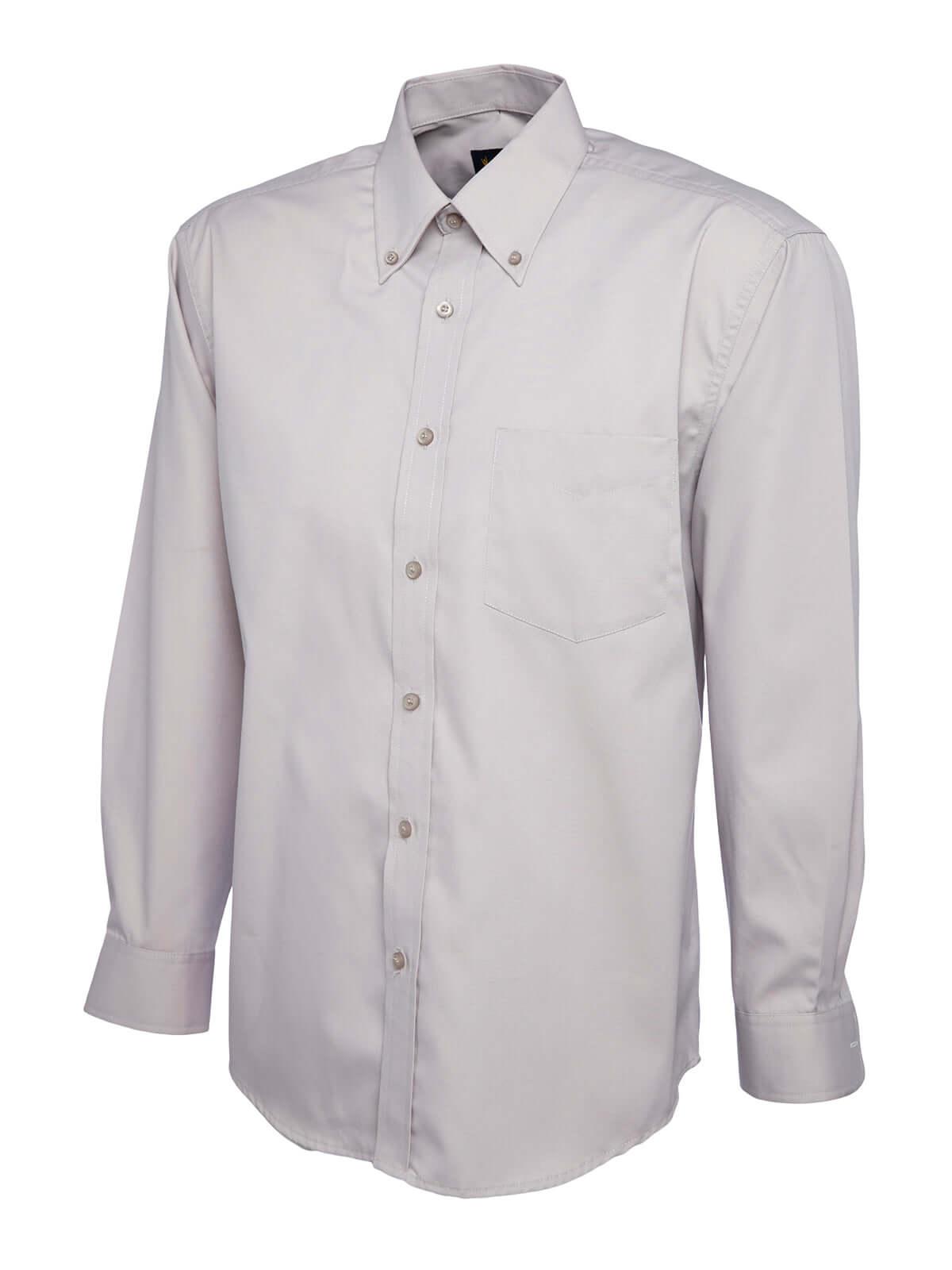 Pegasus Uniform Mens Pinpoint Oxford Long Sleeve Shirt - Grey